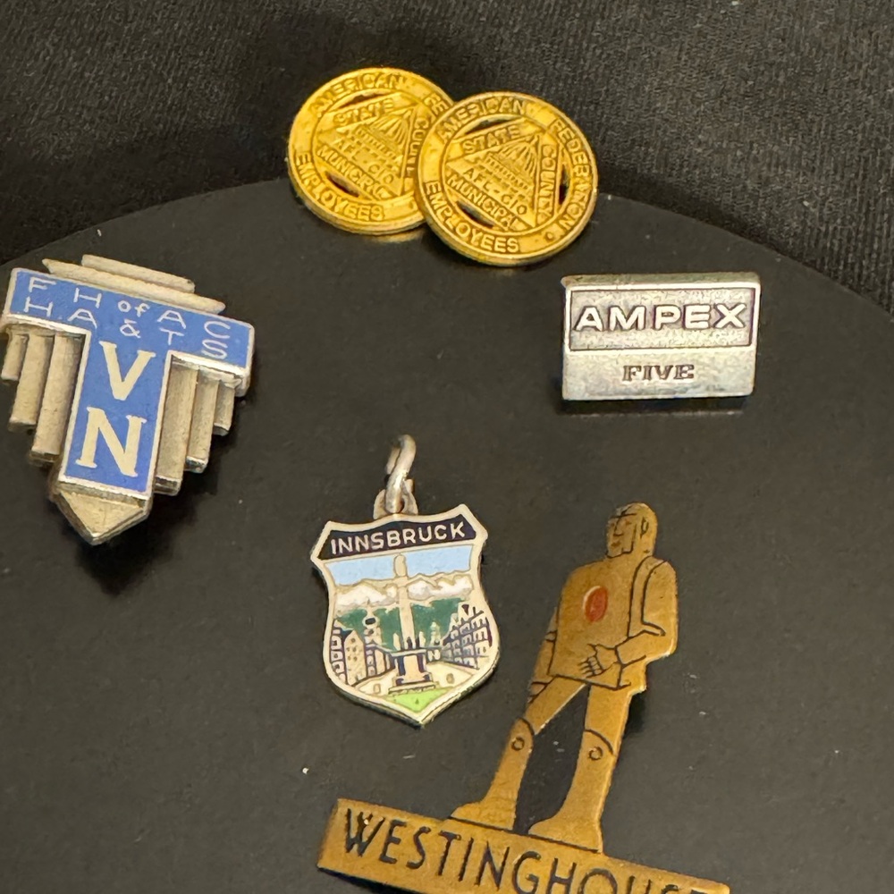 Vintage Pins Lot Westinghouse AFL-CIO Sterling Innsbruck AMPEX Industrial Union